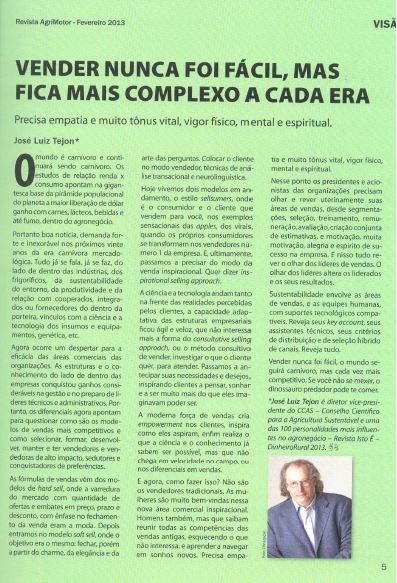 Revista Agrimotor publica texto do Vice Presidente de Comunicação do CCAS