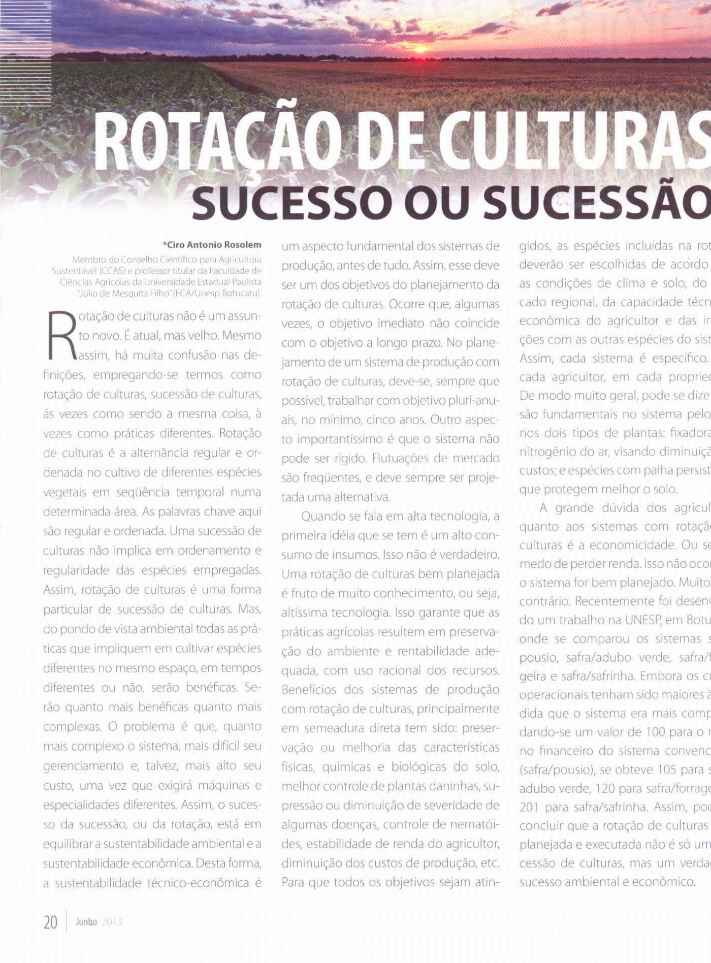 Revista Mercado Rural publica artigo de membro do CCAS